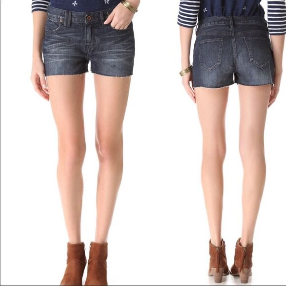 Madewell Cut Off Jean Shorts Roll Cuff Dark Wash - Picture 1 of 7